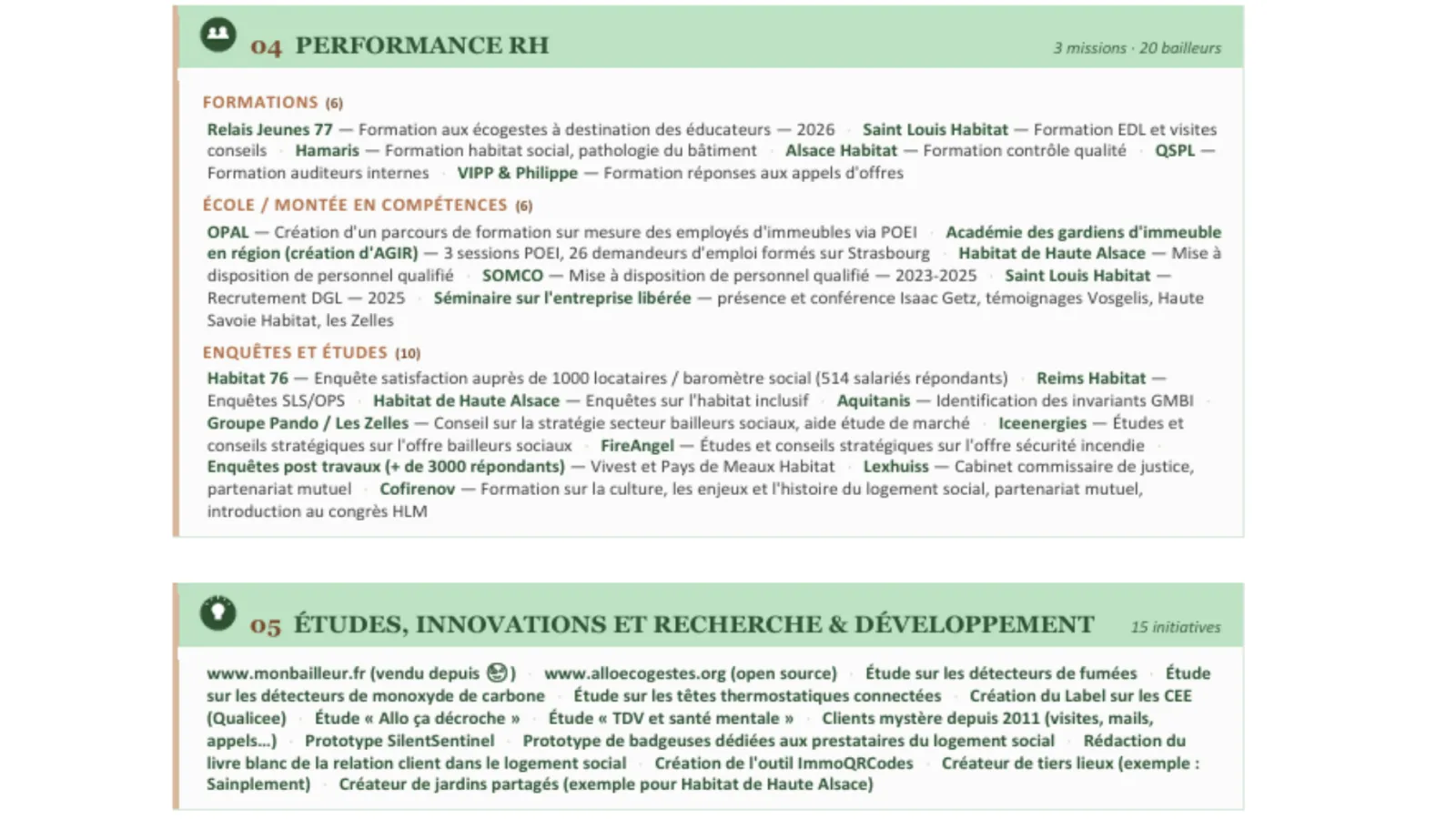 Annexe · références : performance RH, études et innovations