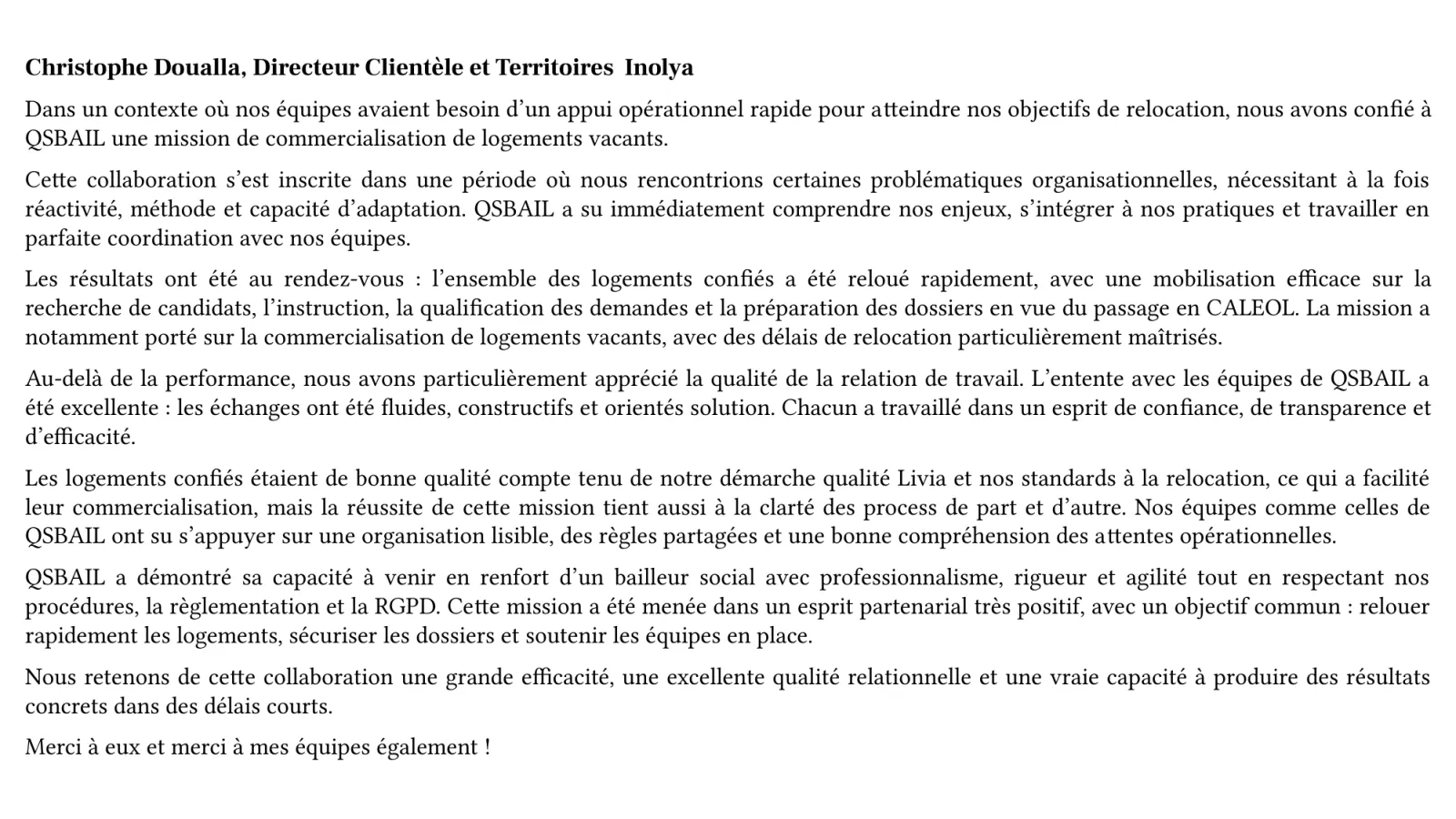 Annexe · témoignage de Christophe Doualla, Inolya